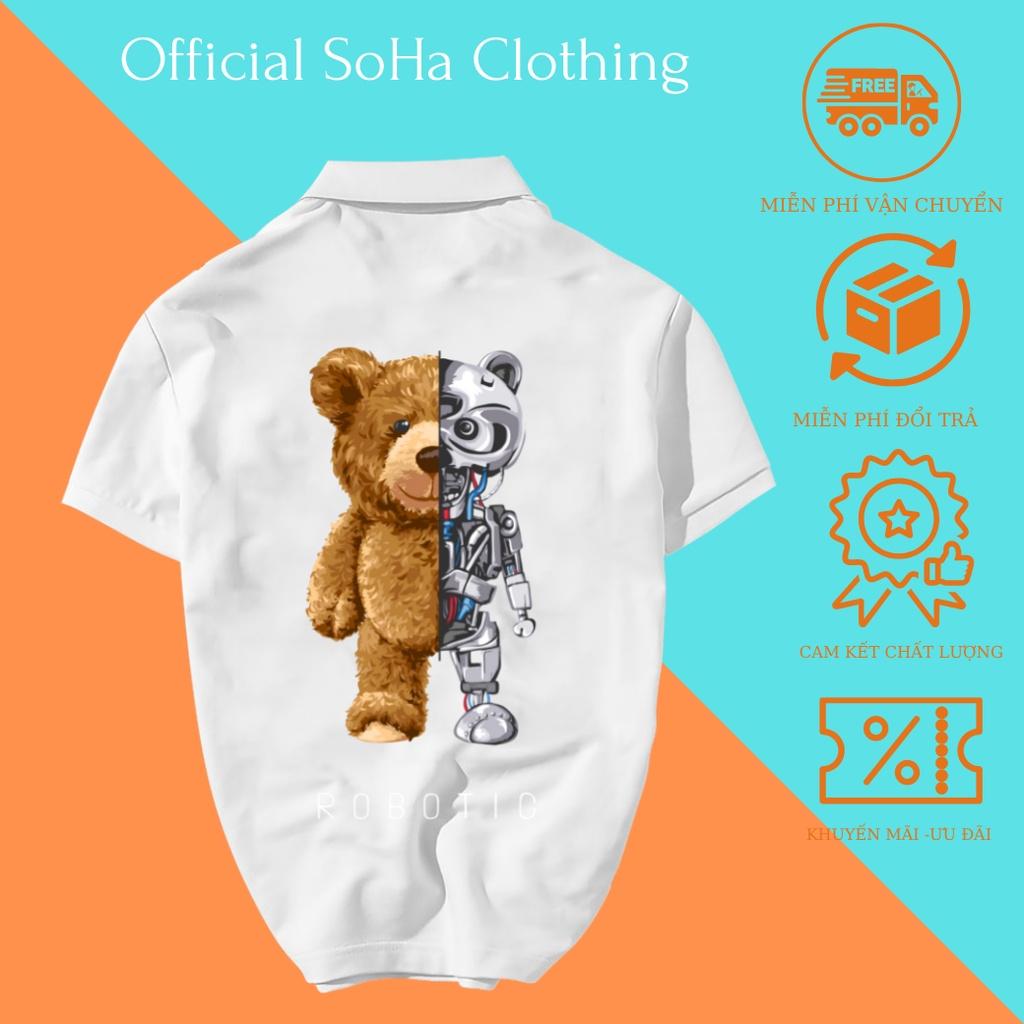Áo Thun Polo Nam Basic cổ bẻ vải Cá Sấu chuẩn form,hình in sắc nét, BEAR ROBOTIC -SoHa Clothing