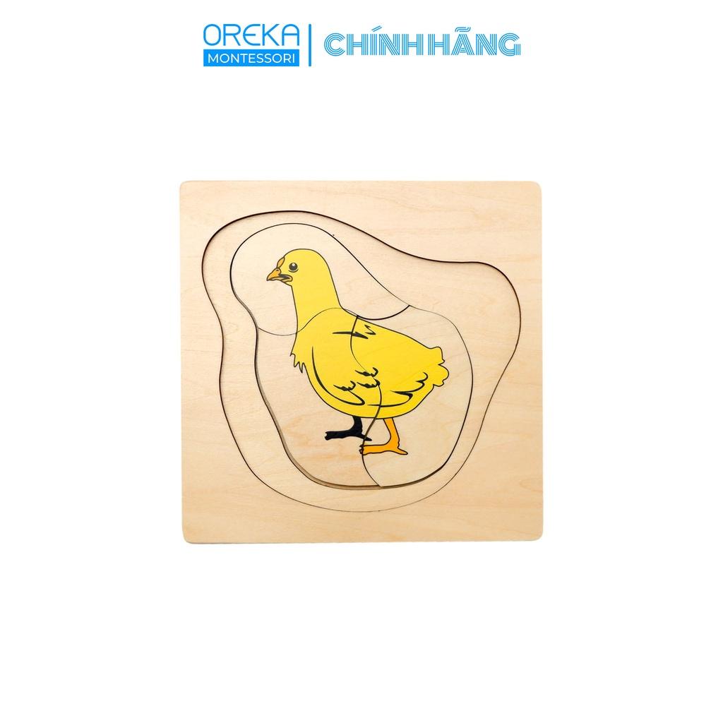 Đồ chơi trẻ em Oreka Montessori Ghép hình động vật: Vòng đời của Gà - 0641600