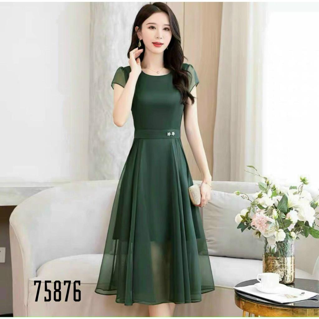 ĐẦM VOAN CHIFFON,CHẤT LIỆU VÃI THOÁNG MÁT,THIẾT KẾ HỌA TIẾT TRƠN NHƯNG KHÔNG KÉM PHẦN SANG TRỌNG