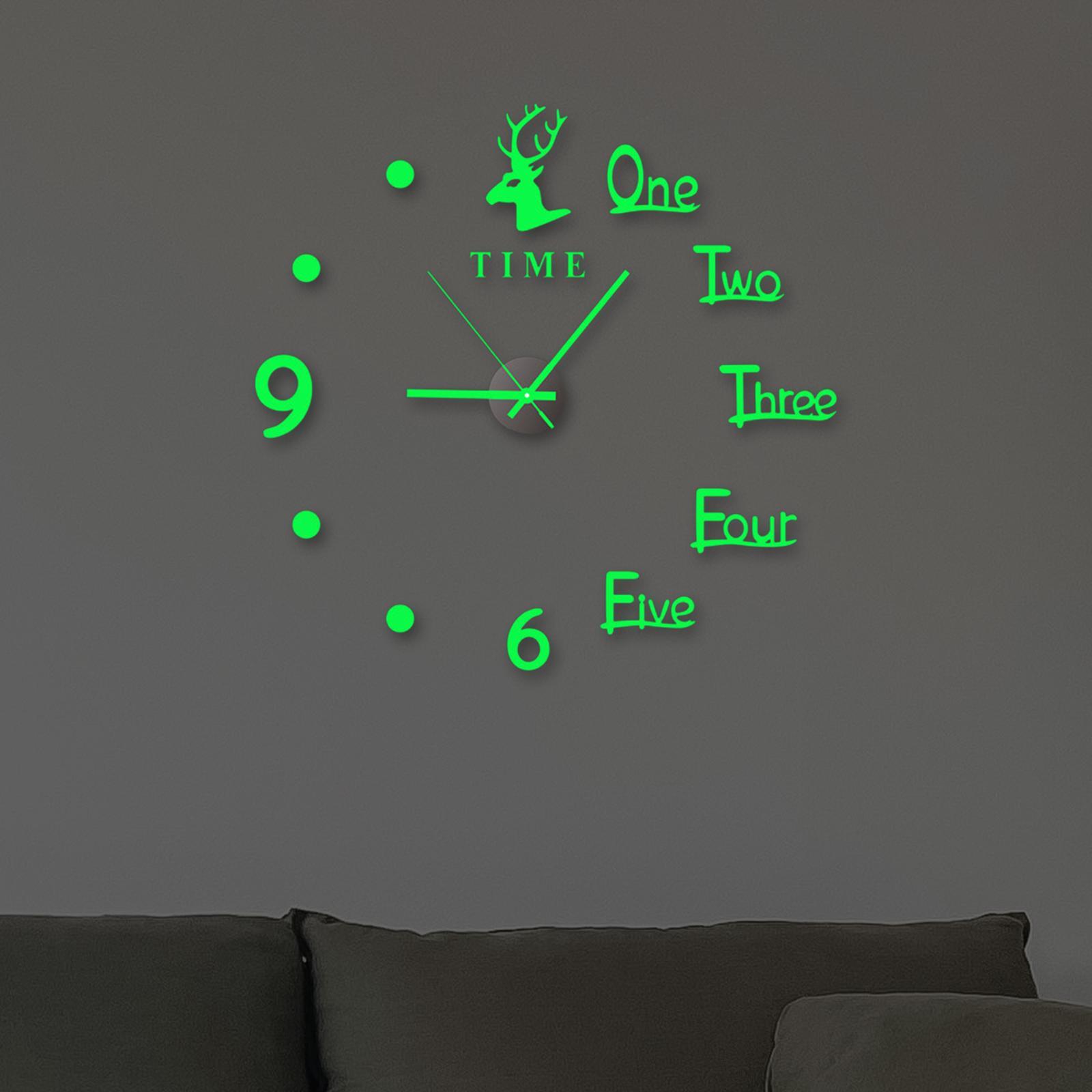 Luminous Wall Clock Sticker DIY Digital Clock Wall Stickers for Office Home
