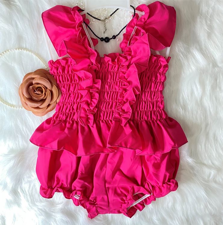 Bộ quần áo bé gái hồng sen nhúng bèo 8-23kg Angel Baby Thời Trang Thiết Kế