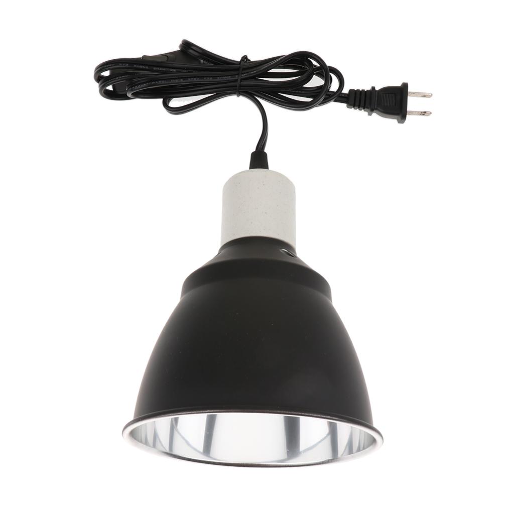 Dome Lamp Fixture for Reptiles Amphibians Poulty Heat Lamp UVA UVB Bulb Halogen Bulb & Habitat Lighting Holder 110-120V US Plug