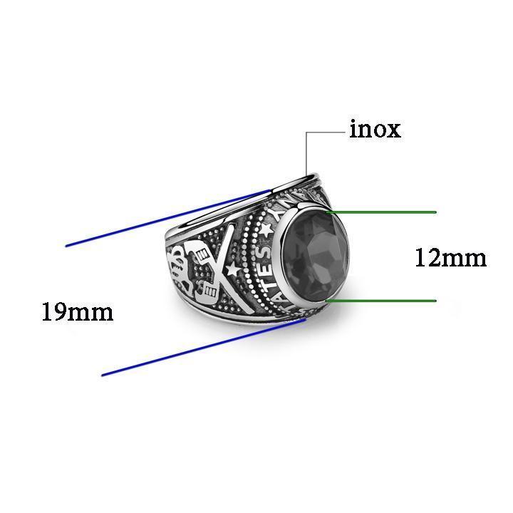 Nhẫn nam titan cao cấp thời trang rẻ đẹp nhẫn mỹ inox thép không gỉ trangsucpt đá đen nhẫn PTNNA06 - SIZE 8