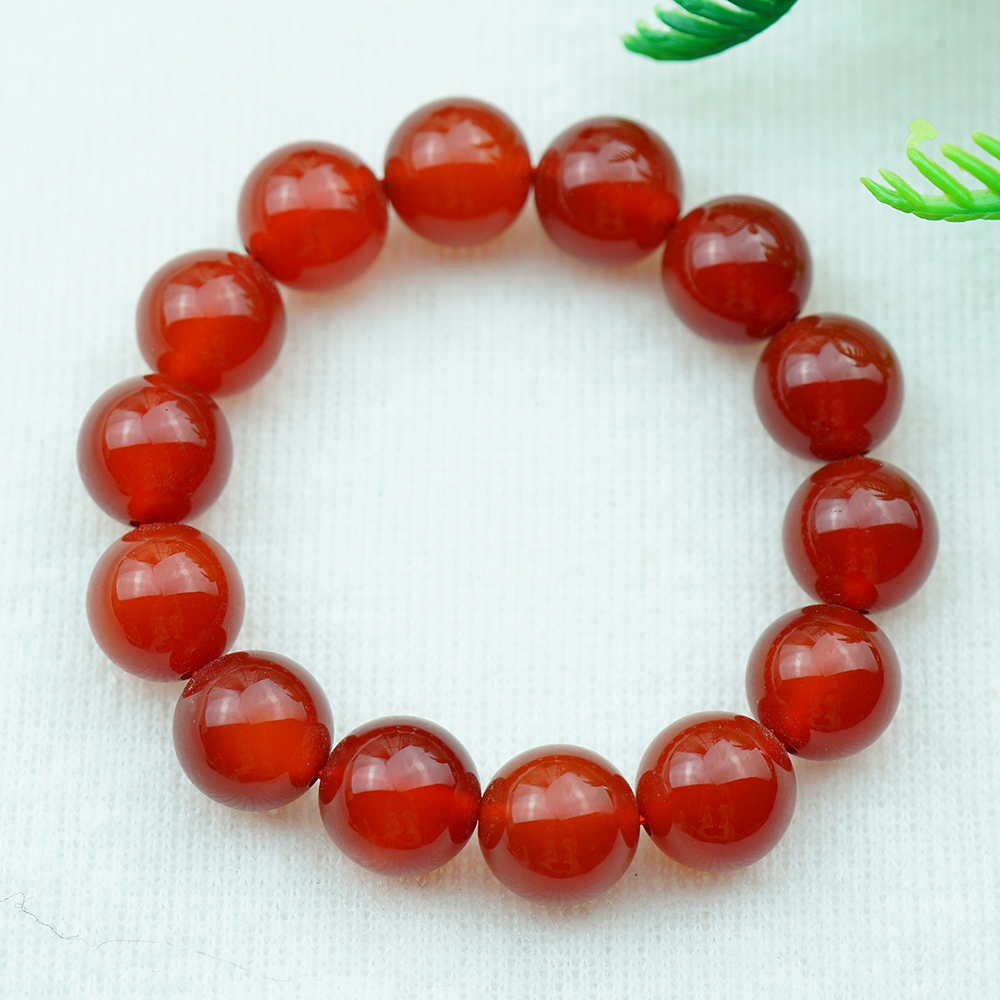 Vòng tay mã não đỏ tự nhiên 14 mm