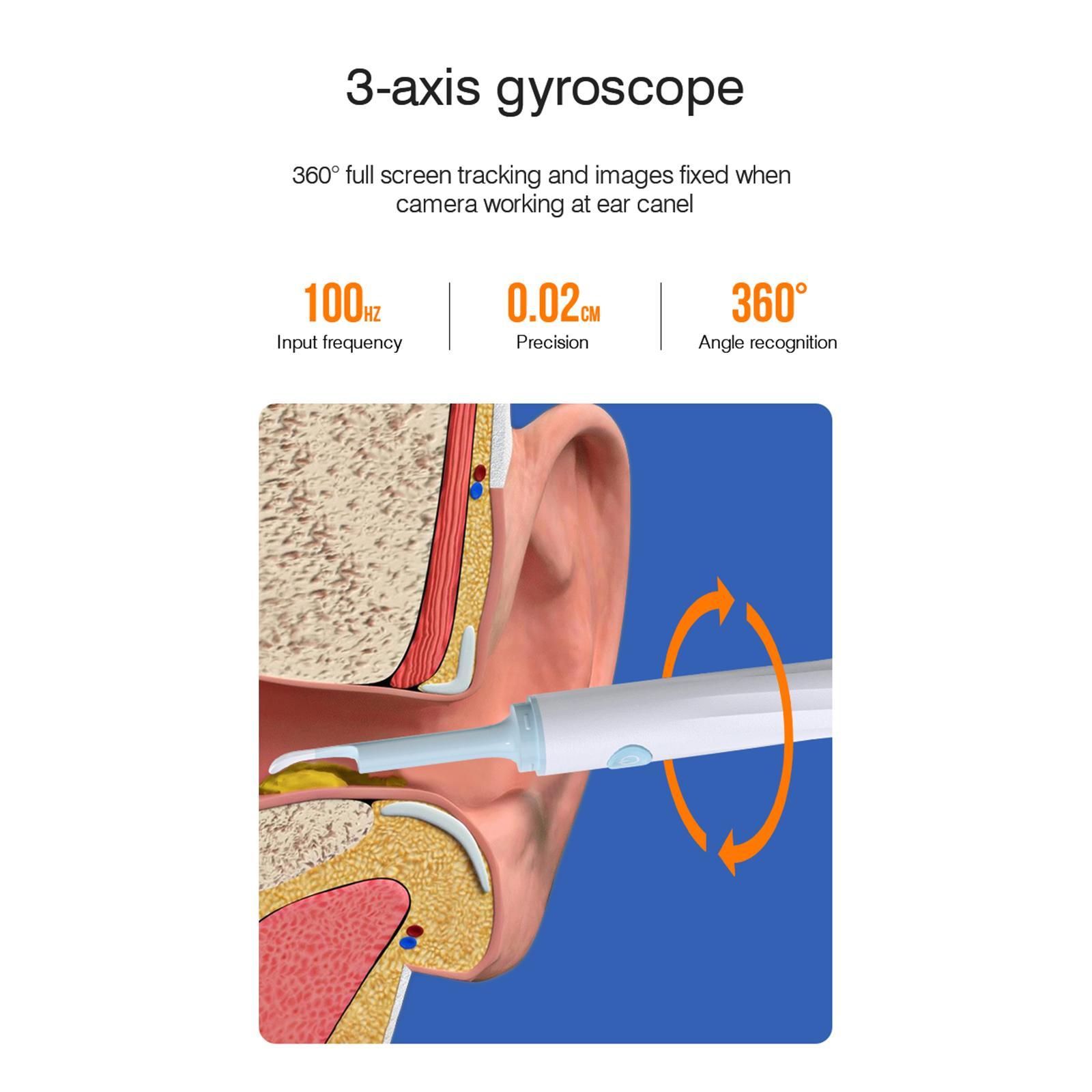 Ear Cleaning Kits 5MP with Ear Cleaning Tool Wireless 6 LED Lights Black