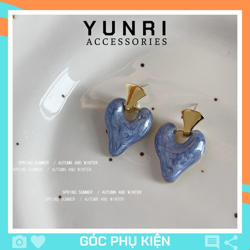 Bông tai nữ hình trái tim màu tím sang trọng phụ kiện trang sức YUNRI ACCESSORIES