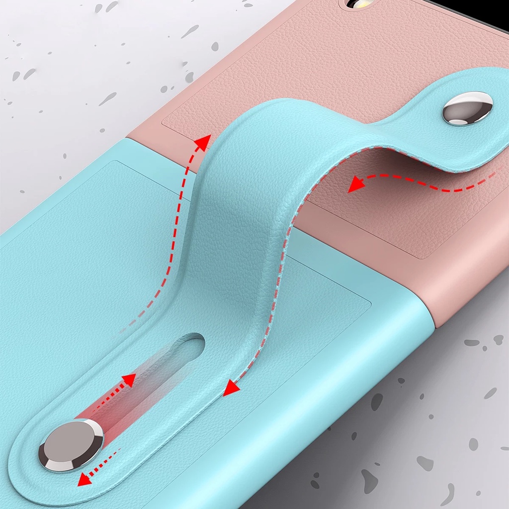 Ốp lưng đai đeo hand trap chống sốc cho Samsung Galaxy Z Flip 3 / Z Flip 4 hiệu HOTCASE Wristband Stand Phone Case - chất liệu cao cấp, thiết kế thời trang sang trọng có đai đeo tay an toàn - Hàng nhập khẩu