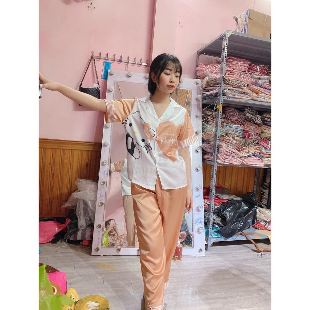 freeship Đồ Bộ Pijama HÀNG ĐẸP CHUẨN Bộ Lụa Pijama Cộc-Dài Thiết Kế in 3D Hoạ Tiết Sang Chảnh