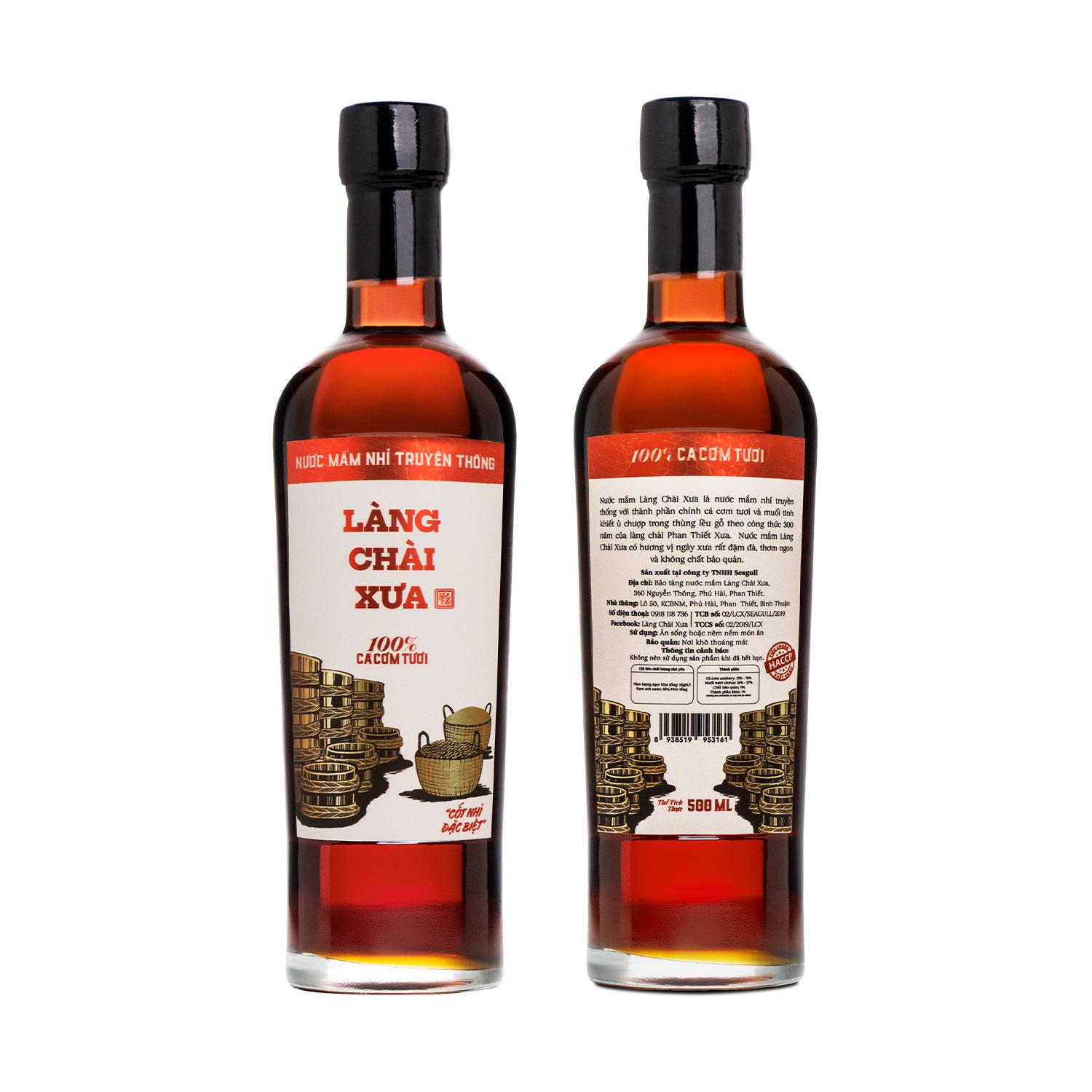 Đặc Sản Phan Thiết - Combo 3 Chai Nước Mắm Nhỉ Làng Chài Xưa Xuất Khẩu Nhãn Xanh 500Ml + 3 Chai Làng Chài Xưa Nhãn Đỏ 500Ml Cốt Nhỉ Đặc Biệt Từ 100% Cá Cơm Tươi