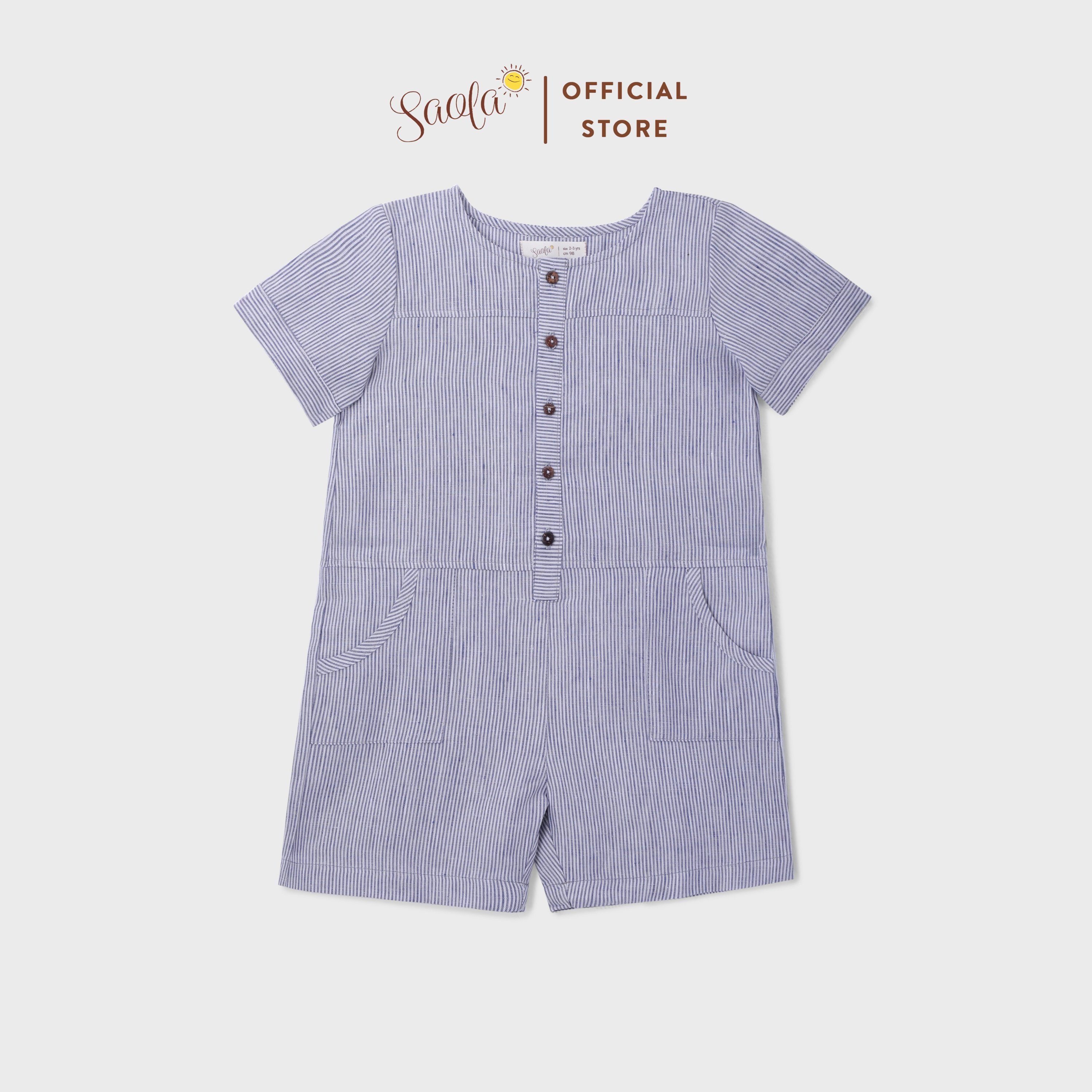 Áo liền quần/ Jumpsuit Bé Trai/ Bé Gái Chất Linen Cao Cấp - SERKAN OVERALL - JSL005 - SAOLA KIDS CLOTHING