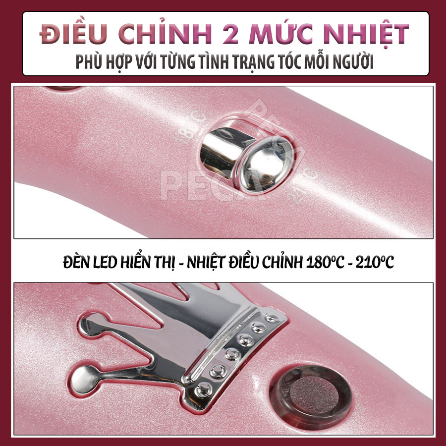 Máy uốn tóc Kemei KM-219 cao cấp điều chỉnh 2 mức nhiệt phù hợp sử dụng mọi tình trạng tóc tạo nhiều kiểu tóc uốn xoăn, uốn lọn sóng, uốn cụp - Hàng chính hãng