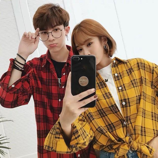 Áo Khoác Sơ Mi Caro KẺ UNISEX NAM NỮ Dài Tay 2 màu