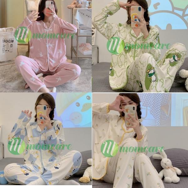 BỘ MẶC BẦU SAU SINH DÀI TAY PIJAMA Rabbit chất mềm mịn, mặc xuân hè cực thích