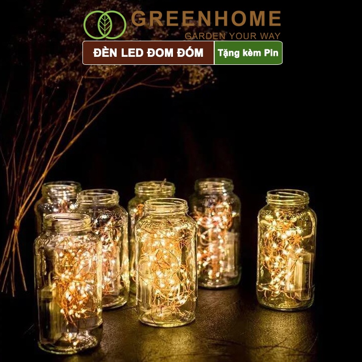 Đèn Led đom đóm Fairy Lights, 1 mét, 3 chế độ sáng, tặng kèm pin, tiện lợi, chịu nước, không hao điện |Greenhome