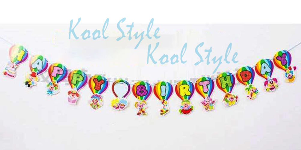Dây Cờ Happy Birthday Khinh Khí Cầu - Kool Style