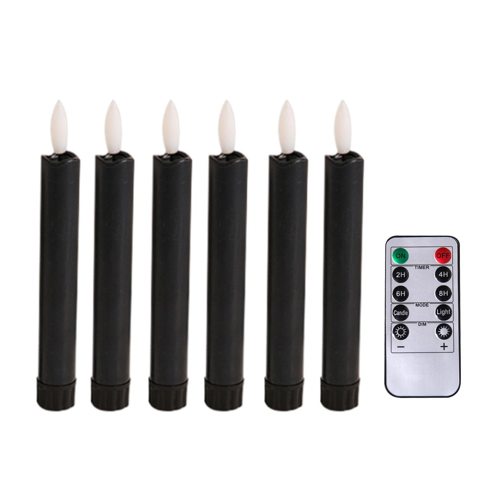 6 Pieces LED Pillar Candles Flameless Taper Candles 3D Wick Window Candles Light Candles with Remote for Wedding Valentine's Day Table Decor