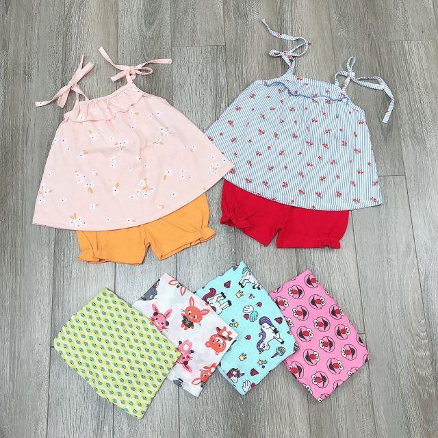 Bộ quần áo 2 dây cotton cho bé gái