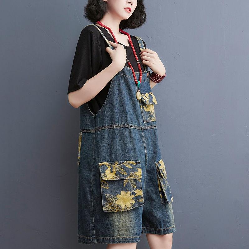 Quần Yếm Ống Rộng Size Lớn Thời Trang Cho Nữ - Quần short Denim tổng thể 2-07 - M Khuyến nghị 90-110 kg