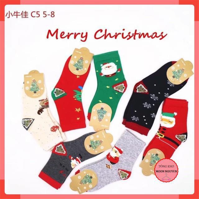 Tất noel cổ cao cho bé - Set 10 vớ tất sắc màu NOEL size 1 - 12 tuổi