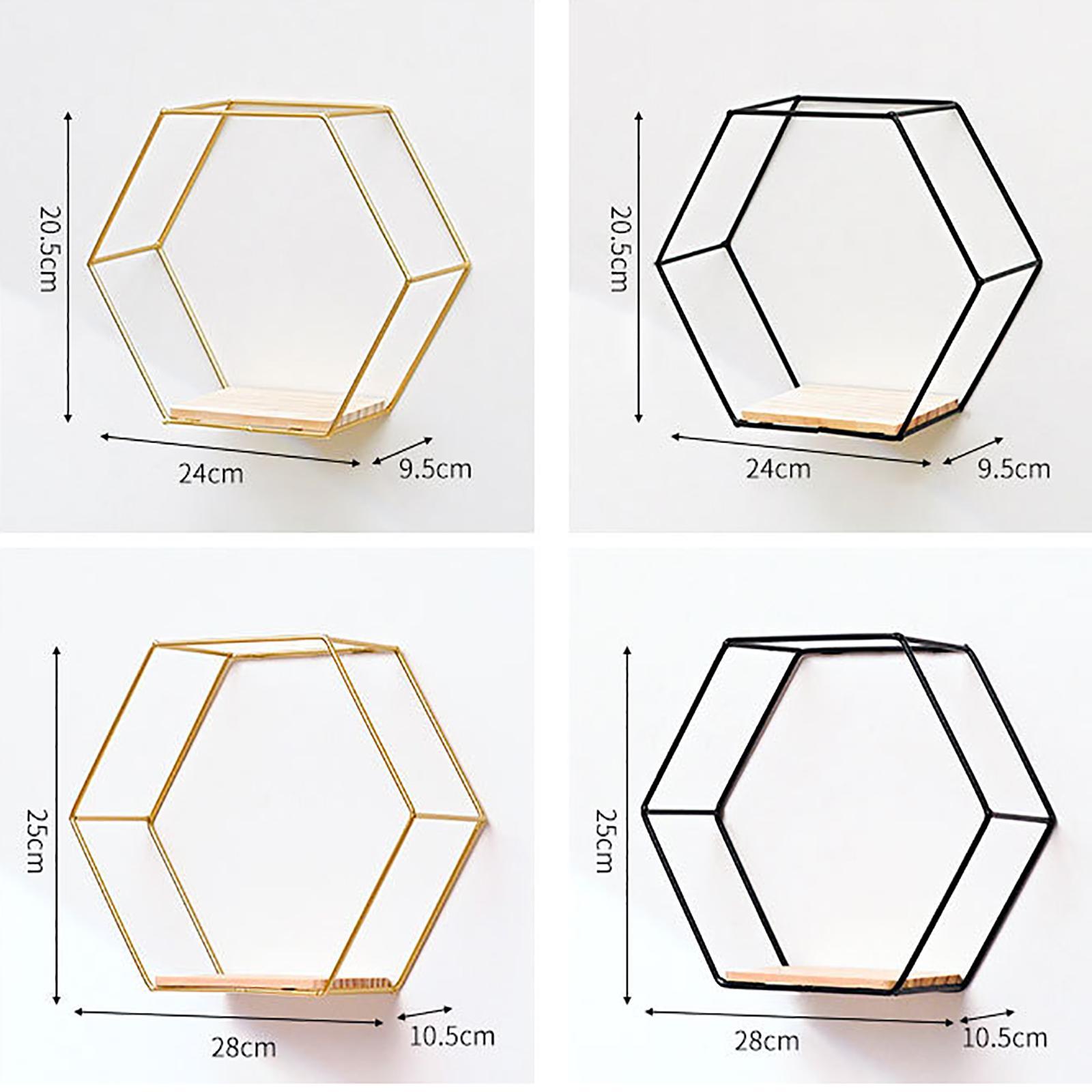 Set of 3 Modern Hexagon Iron Wall Shelf Display Floating Shelf