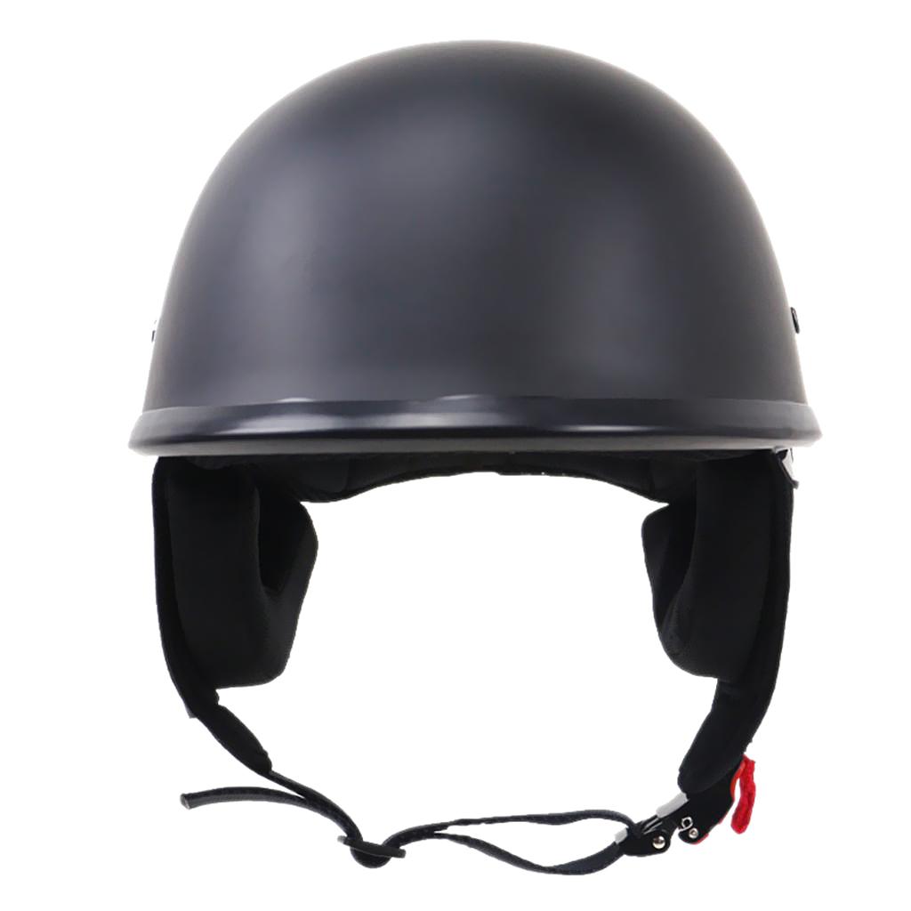 Matte Black Motorcycle Open Face Half Helmet DOT Drop Down Sun Visor M