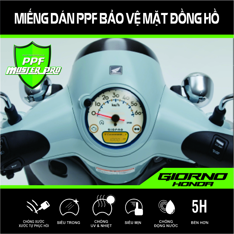 Miếng Dán PPF Bảo Vệ Mặt Đồng Hồ Xe  Giorno Honda | Chất Liệu Film PPF