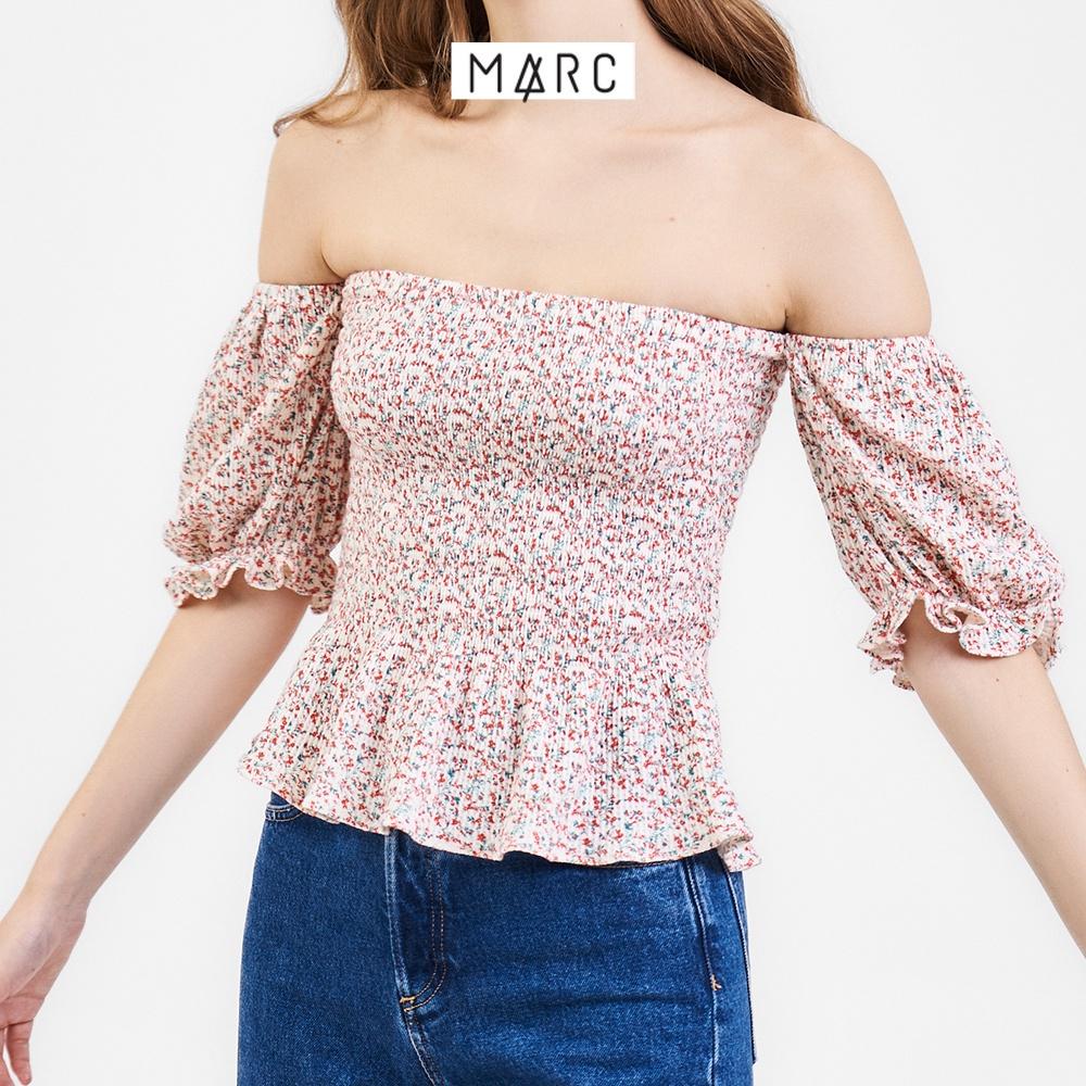 Áo trễ vai nữ MARC FASHION smocking hoa nhí CBVH060122