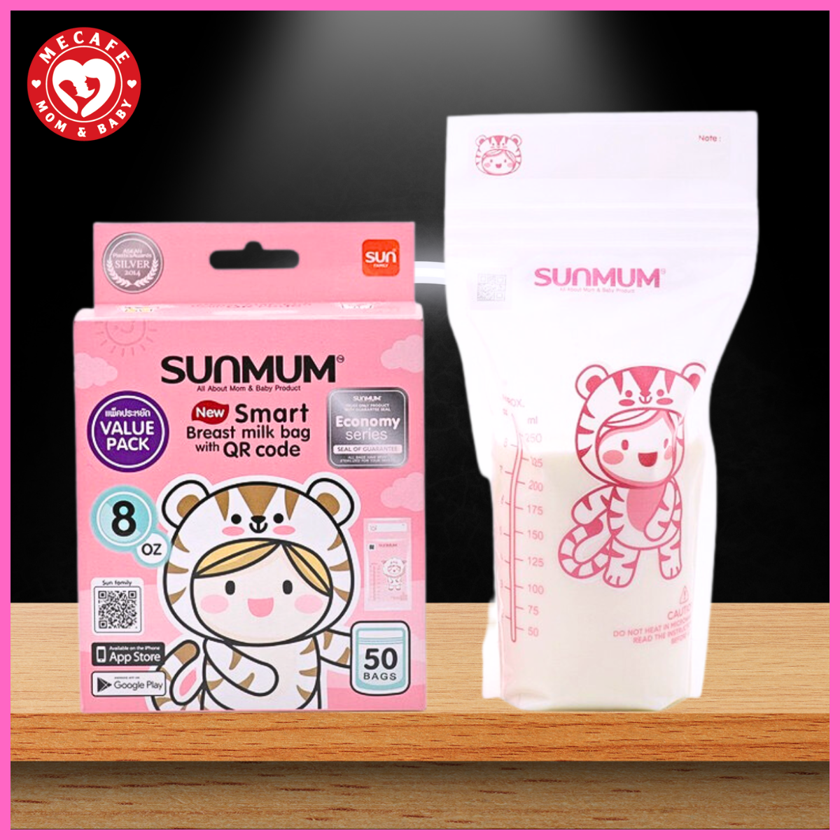 Túi đựng sữa mẹ sunmum 250ml tặng 2 túi zipper bảo quản