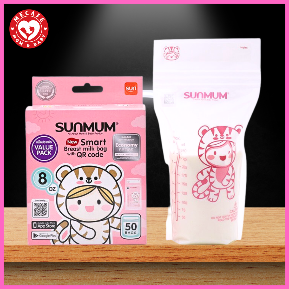 Túi đựng sữa mẹ sunmum 250ml (Hộp 50 túi) tặng 2 túi zipper bảo quản