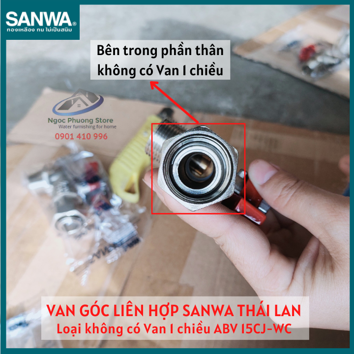 Van góc liên hợp Sanwa nhập khẩu, loại Có Van 1 chiều/không Van 1 chiều ABV 15CJ