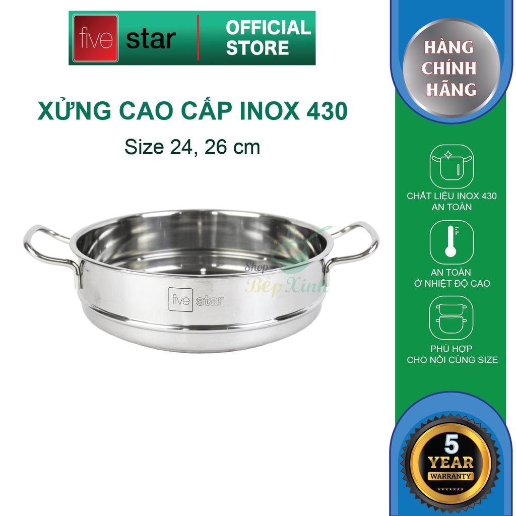 Xửng hấp inox 430 FiveStar Standard 2 quai không nắp ( 24cm / 26cm / 28cm / 30cm / 32cm ), tặng 1 vá canh