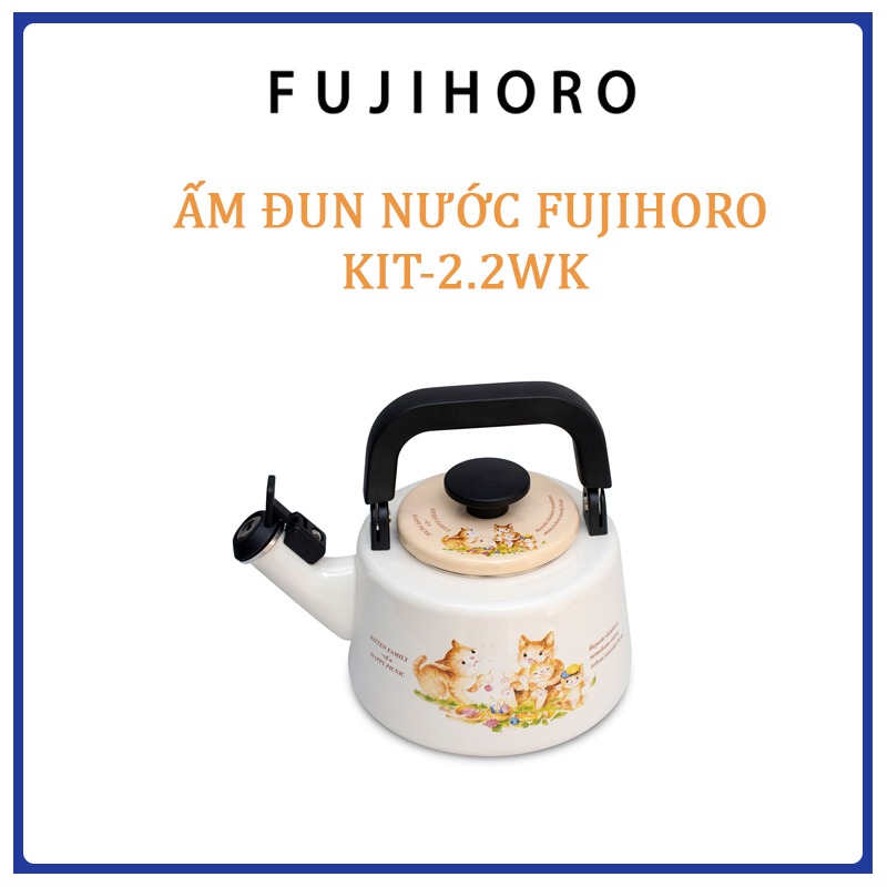 Ấm Đun Nước Tráng Men Cao Cấp Fujihoro Nhật Bản KIT-2.2WK- Hàng chính hãng