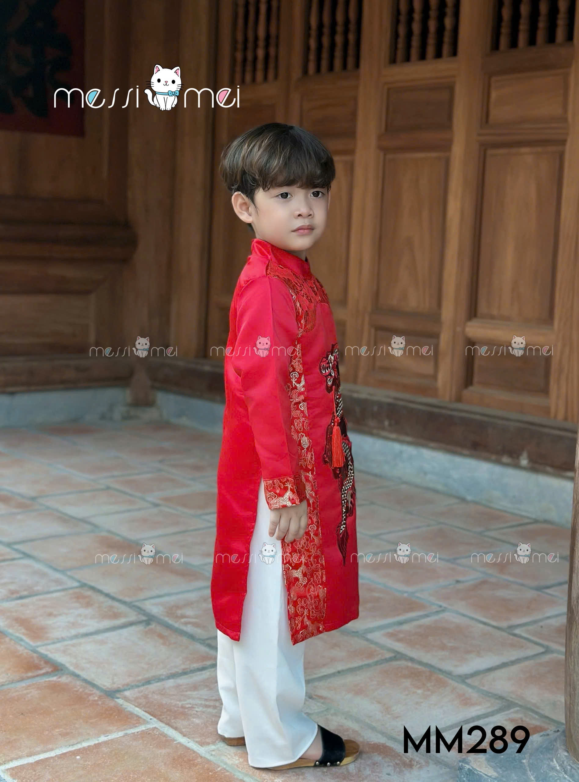 Bộ áo dài cho bé trai mẫu Hoàng Long diện lễ tết noel giáng sinh năm mới từ 8-40kg hàng thiết kế cao cấp