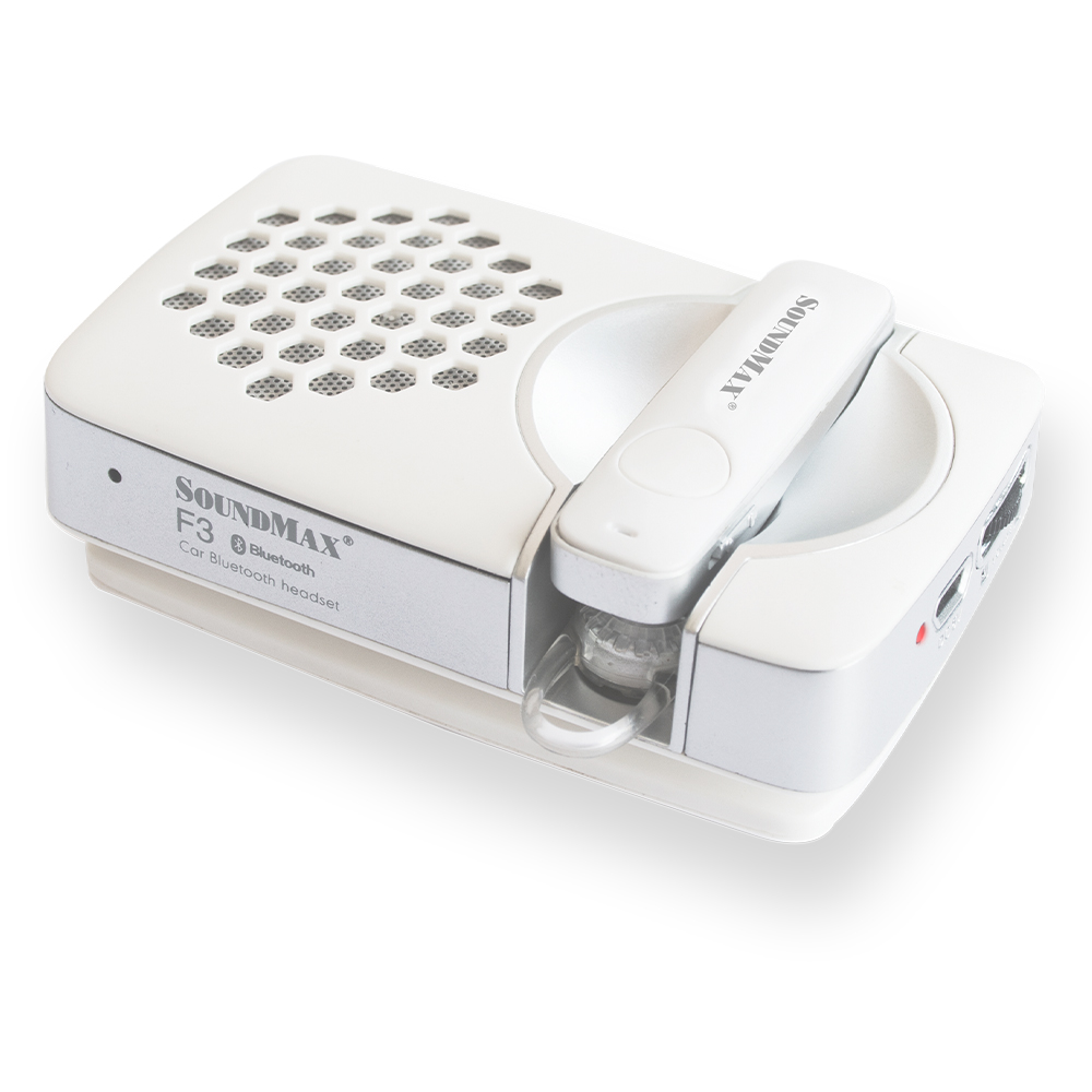 Tai nghe đàm thoại bluetooth + loa kiêm đế sạc năng lượng mặt trời SoundMax F-3 | Bluetooth Earphone + Solar Charging Dock with Speaker SoundMax F3 - Hàng Chính Hãng
