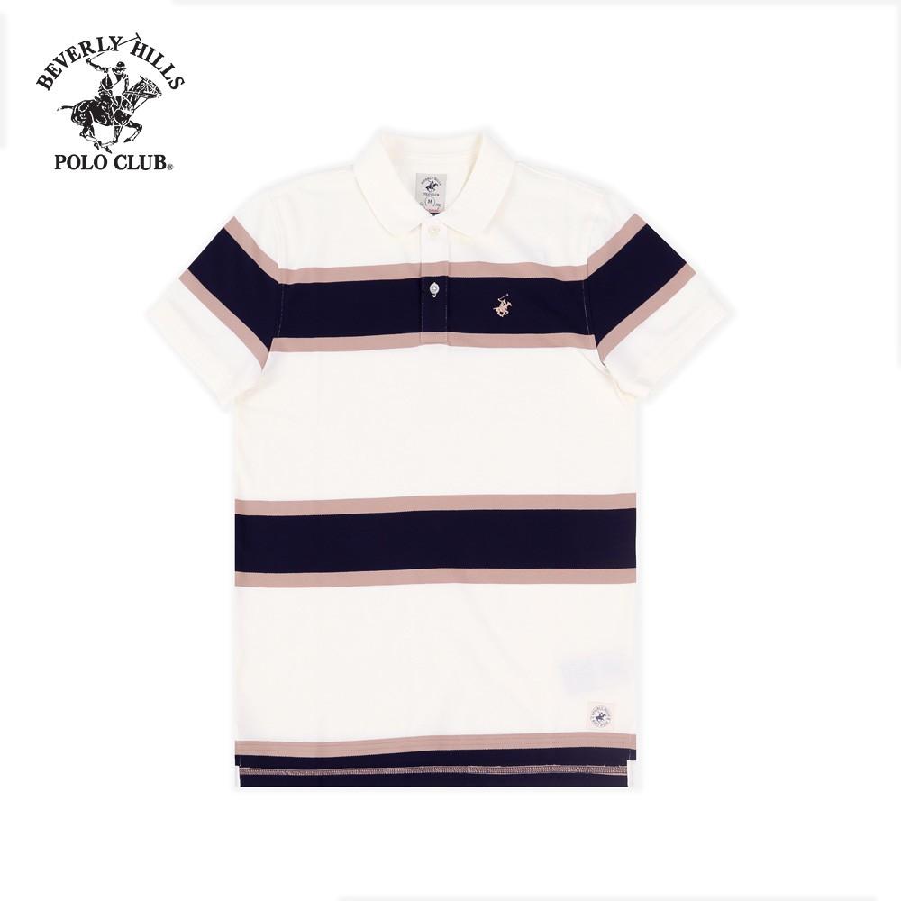 Áo polo ngắn tay Nam Beverly Hills Polo Club Regularfit 100% cotton Trắng PMRSS20TL063
