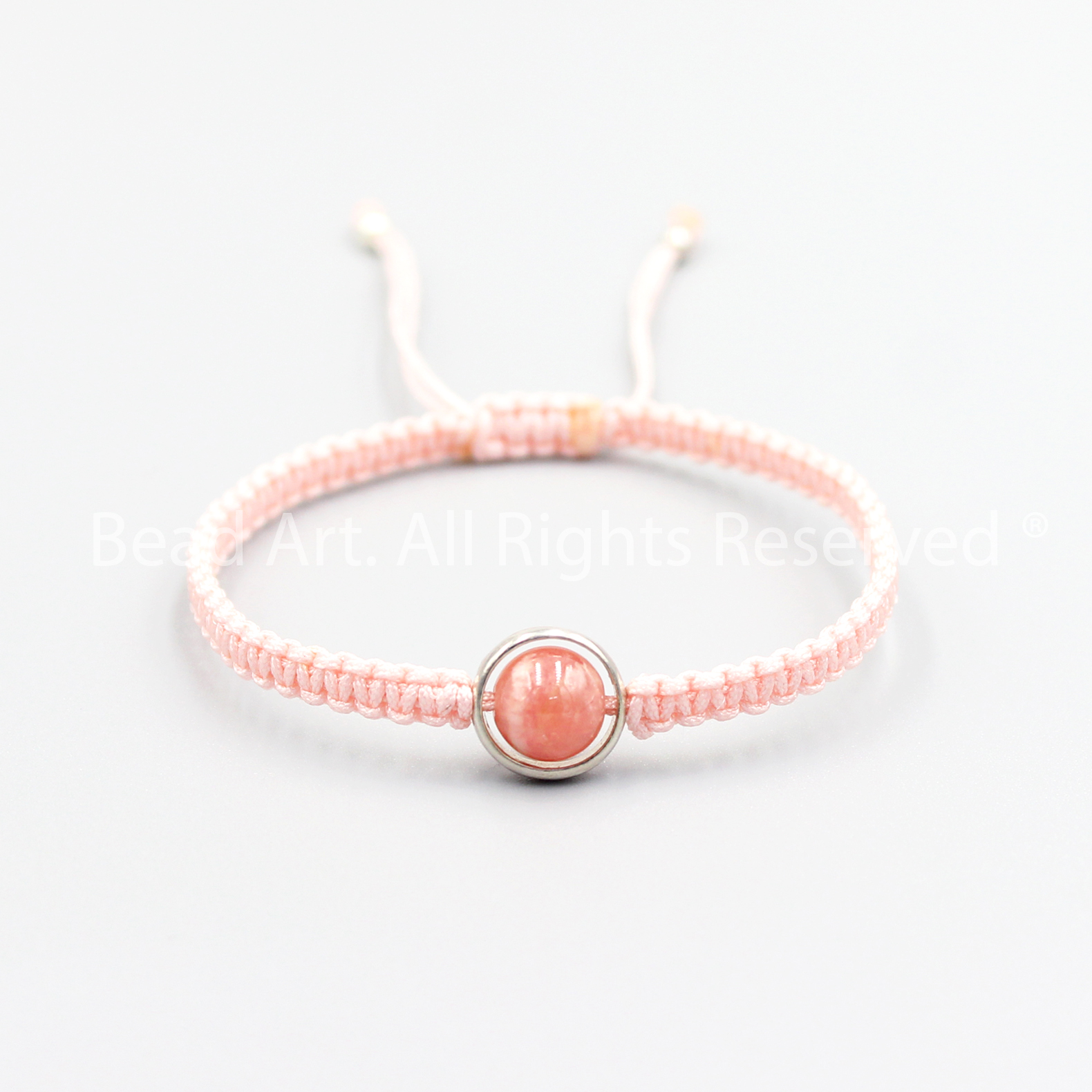 Vòng Tay Thắt Dây Đá Đào Hoa Màu Hồng, Rhodochrosite Tự Nhiên, Hợp Mệnh Hoả, Thổ, Vòng Tay Phong Thuỷ, Trang Sức - Bead Art