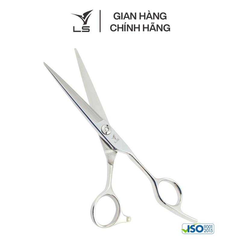 Kéo cắt tóc LS lưỡi thẳng quai offset vênh đỡ ngón cố định JP603