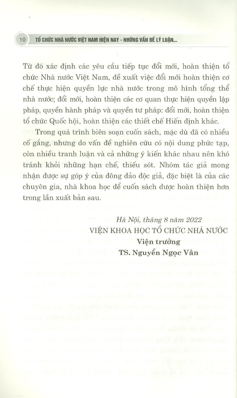 Tổ Chức Nhà Nước Việt Nam Hiện Nay - Những Vấn Đề Lý Luận Và Thực Tiễn