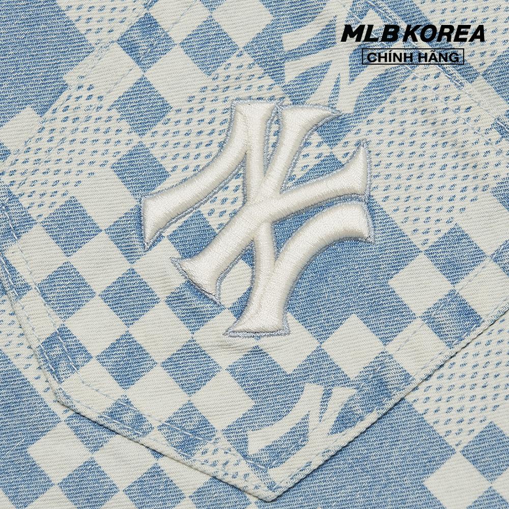 MLB - Quần shorts jeans nữ Checkerboard Laser Denim 3FDPM0323