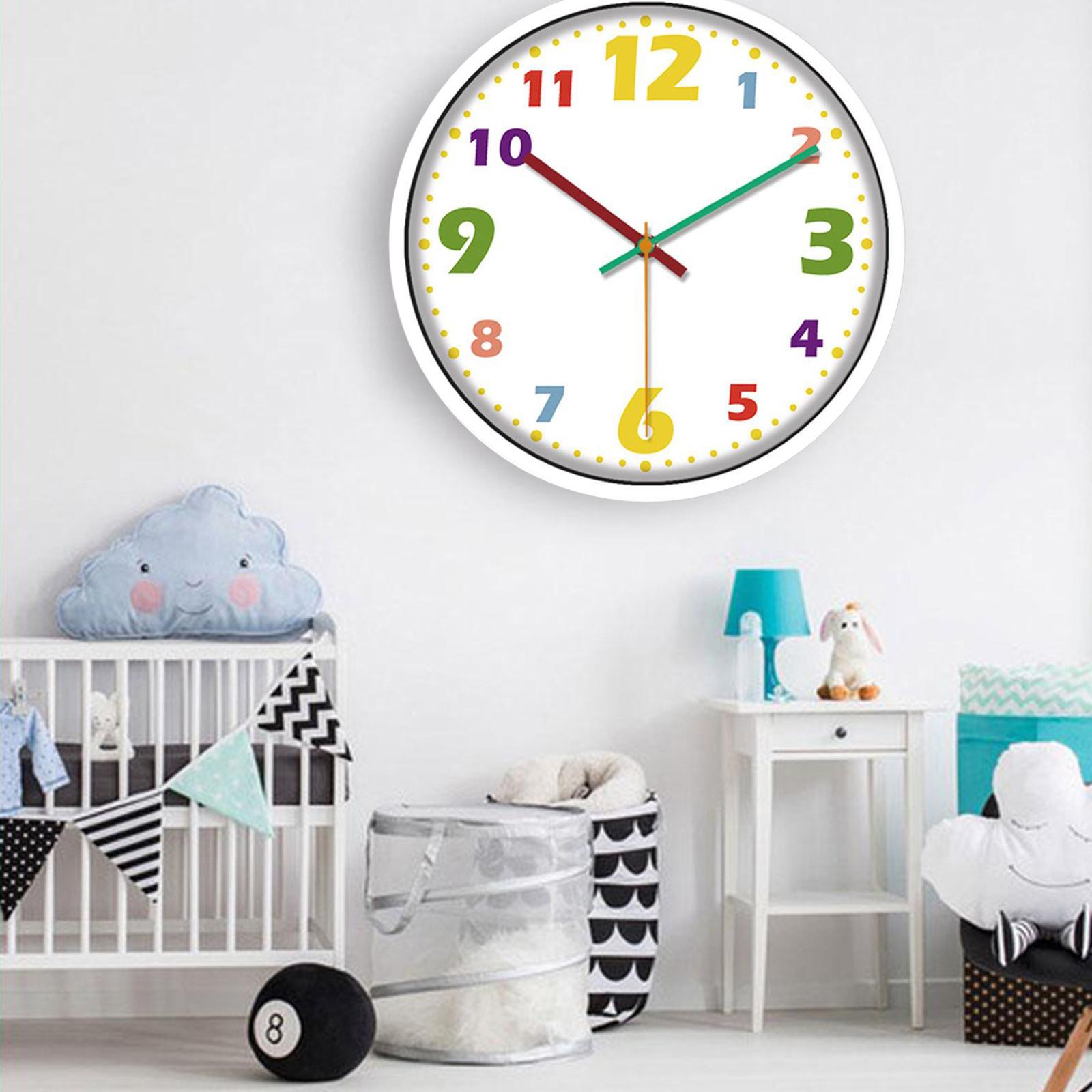 Telling Time Teaching Clock, 12 inch Silent Movement Analog Learning Clock for Kids, Perfect Room Wall Decor for Classroom, Playroom and Kids Bedroom