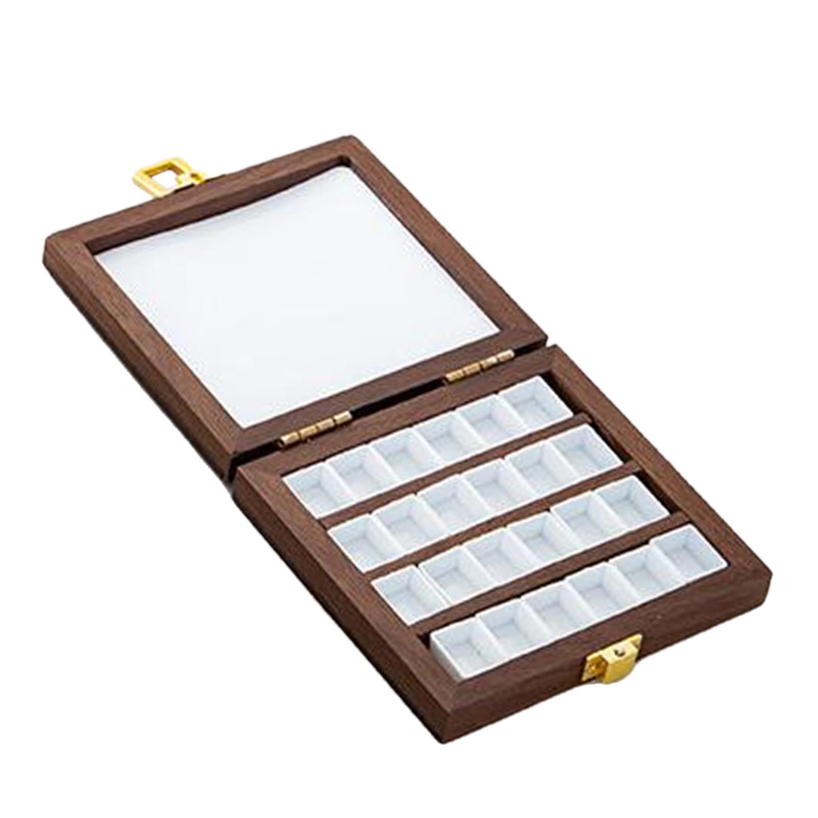 Empty Watercolor Palette with Lid Wooden Acrylic Paint Box with Mixing Area Portable Sketchbook Palette Paint Tray Box for Painters Students