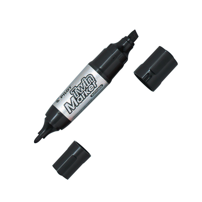 Bút Pilot Lông Dầu Twin Marker Ngòi 4 - 7mm - Mực Đen - MFN-15FB