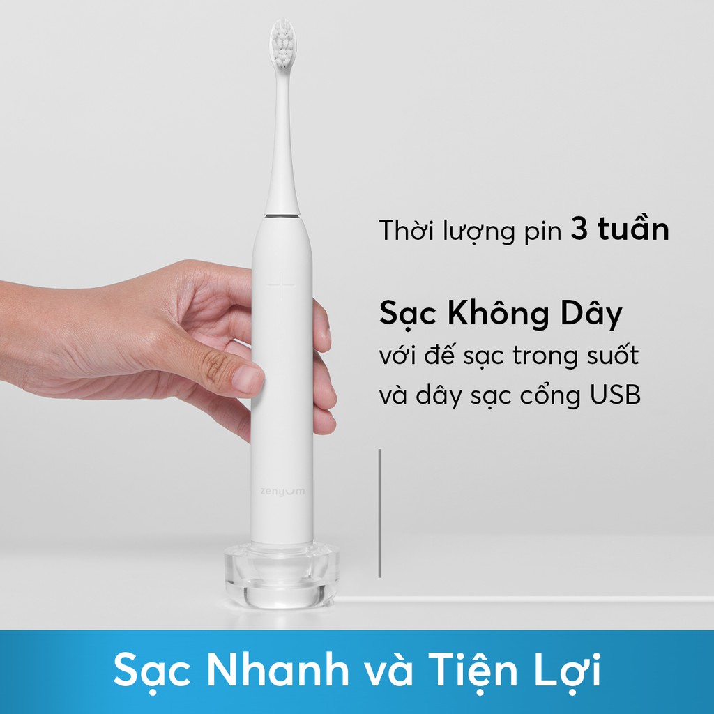 [Chính Hãng] Combo 3 Đầu Bàn Chải Điện Thay Thế Zenyum Sonic TB14A - Công Nghệ Singapore - Xanh Dương