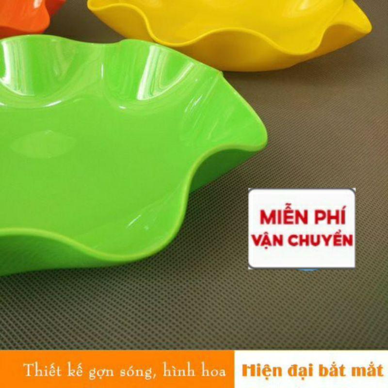 Đĩa tròn hoa nhựa phíp hàng đẹp – Đĩa nhựa đựng đồ ăn tiện lợi, nhỏ gọn tiện lợi
