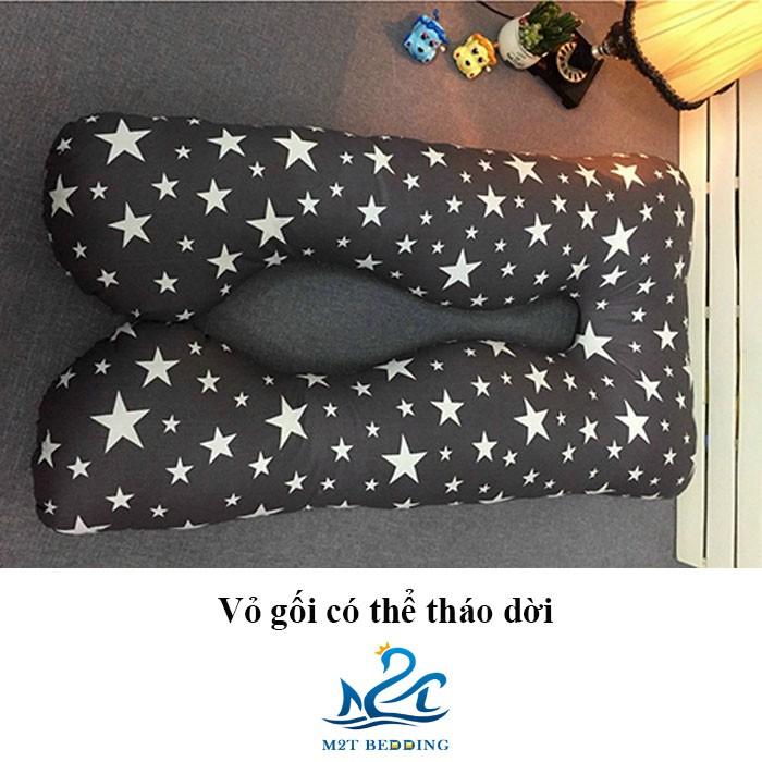Gối bầu chữ U Cotton cao cấp M2T bedding, gối ôm dành cho bà bầu kích thước 75 x 140cm