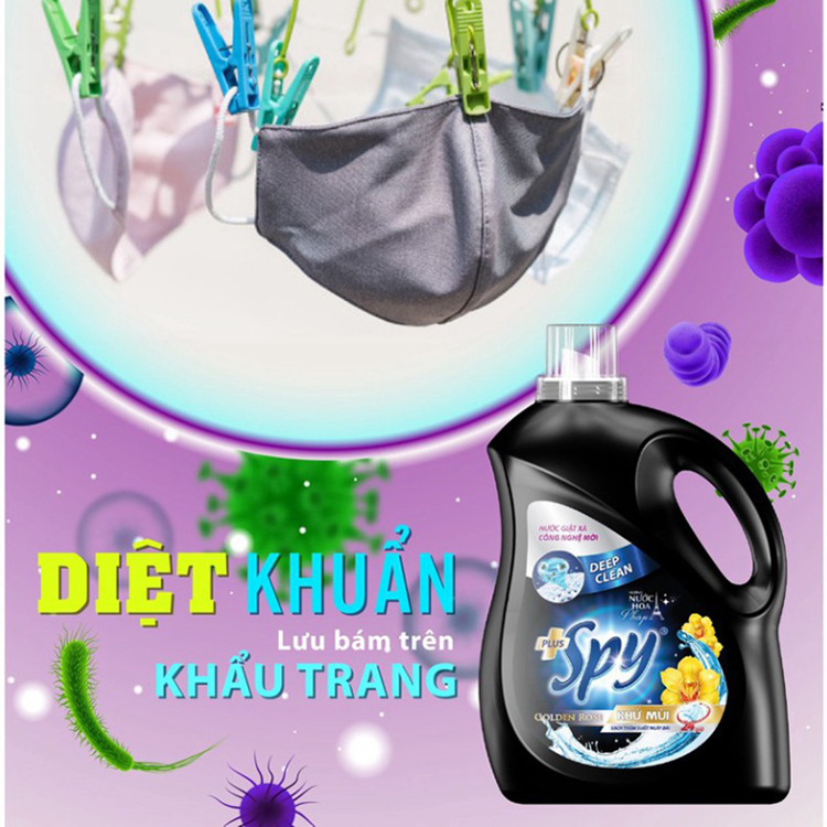 Nước giặt xả Spy Deep Clean plus hương hoa Pháp 2 in 1 dung tích 3.5L - 2 mùi hương ( tím, vàng