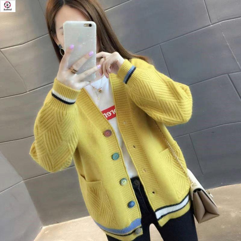 Áo len dệt kim nữ_ áo khoác thu đông_ áo len cardigan phối cúc độc đáo hàng quảng châu
