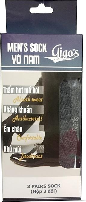 Combo Hộp 3 Đôi Vớ Nam Cao Cấp Cổ Trung Gigo's - Màu giao ngẫu nhiên