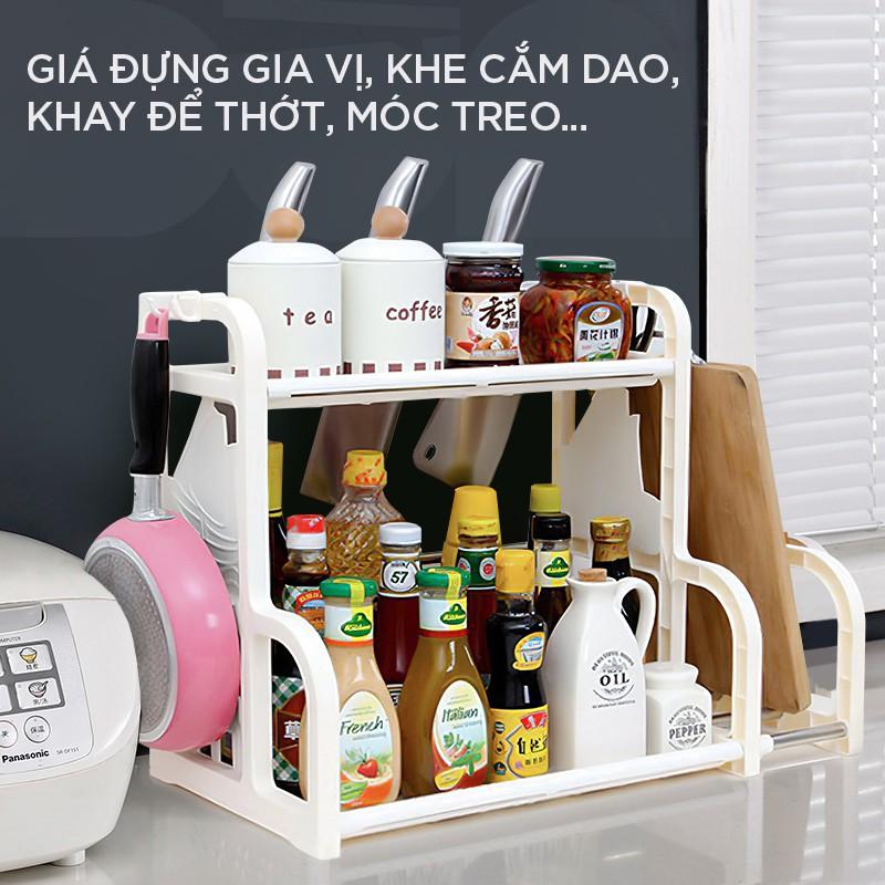 Kệ bếp, kệ để gia vị, chai, lọ, hũ 2 tầng Đài Loan - TS3623