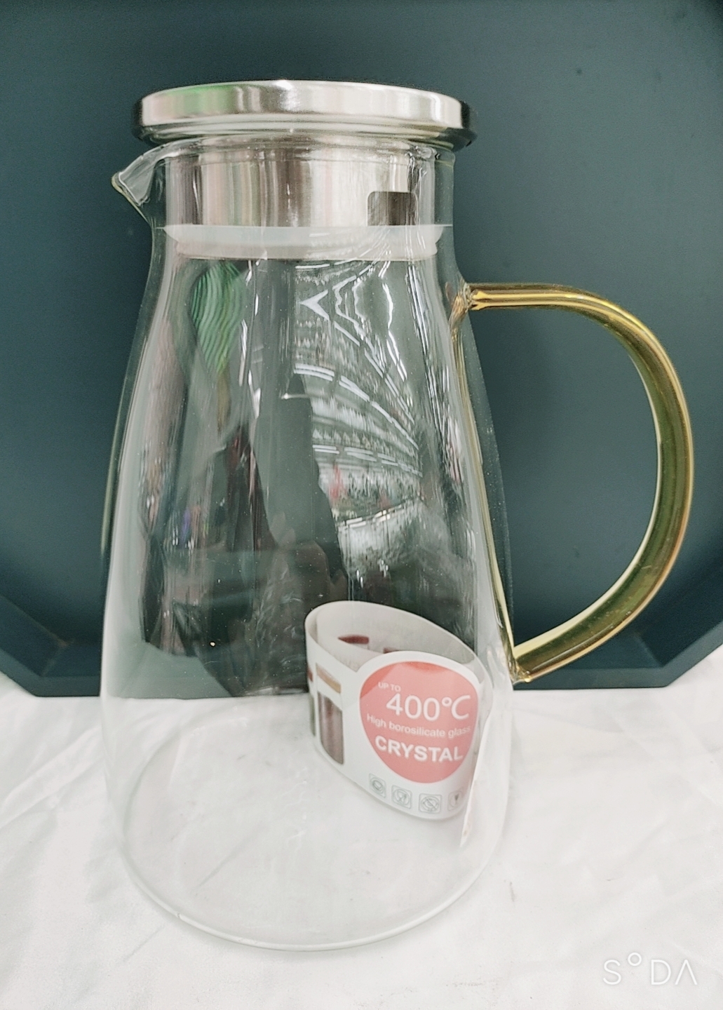 BÌNH THỦY TINH CHỊU NHIỆT LÊN ĐẾN 400 ĐỘ C TAY VÀNG,TRẮNG DUNG TÍCH 1,6-1,7L